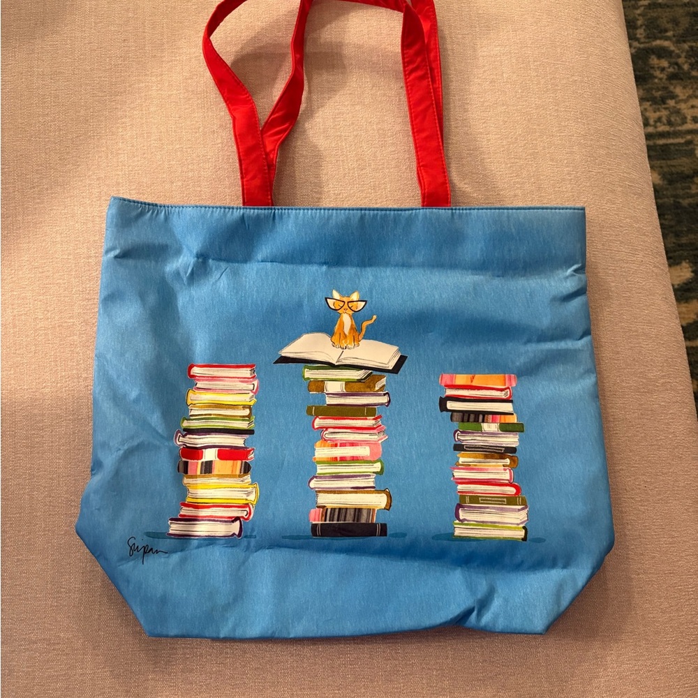 Barnes & Noble Blue Tote with Red Handles